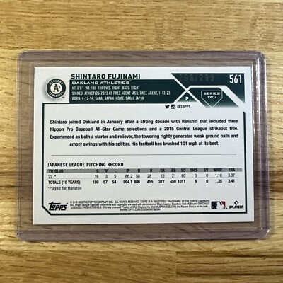 2023 Topps Series 2 Shintaro Fujinami Rookie Orange Foil /299 #561