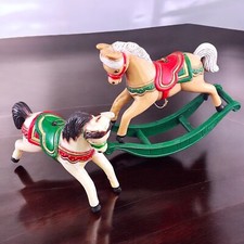 Vintage Rocking Horse Christmas Tree Ornament Large Plastic Pony Saddle Lot READ