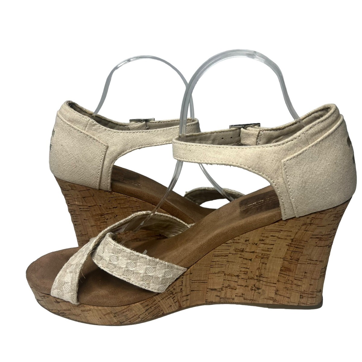 Toms Women size 12 tan espadrilles cork wedge Sianna canvas  Toms Women\'s Espadrille Wedge Sandals main image 0