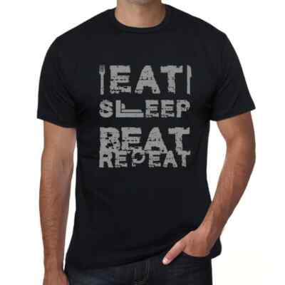 Herren Grafik T-Shirt Essen Schlafen Schlagen Wiederholen   Eat Sleep Beat