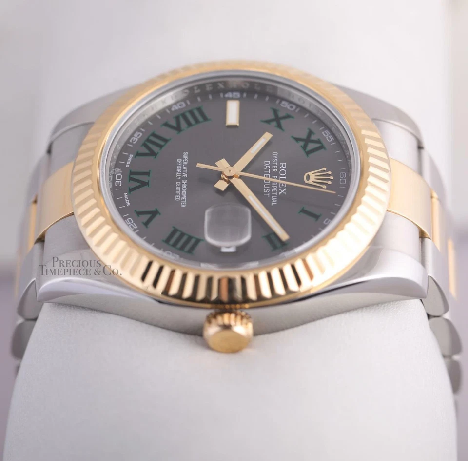 劳力士 Datejust II 41 毫米牡蛎 116333 双色 18k & 钢灰色罗马温布尔登 — 第 3/4 张图片