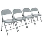 4x Matt Grey Metal Folding Chairs Space-Saving Foldable Office Dining Chair