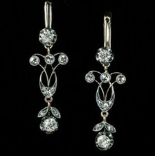 Vintage Art Deco Style Lab Created Diamond Drop Dangle 14K Rose Gold FN Earrings