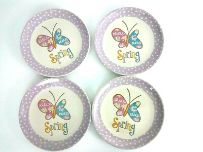 Cracker Barrel  In Bloom  Spring Plates with Butterfly By Lori Siebert Set Of 4.