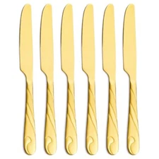 Gold Dinner Knife Set 9.2-inch Stainless Steel Shiny Gold Dinner Table Knife ...