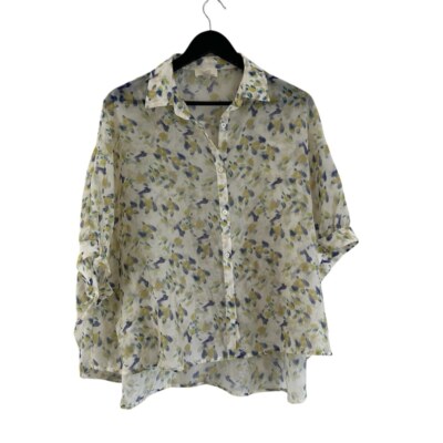 Anthropologie The Korner Short Sleeve Button Down Printed Blouse Small