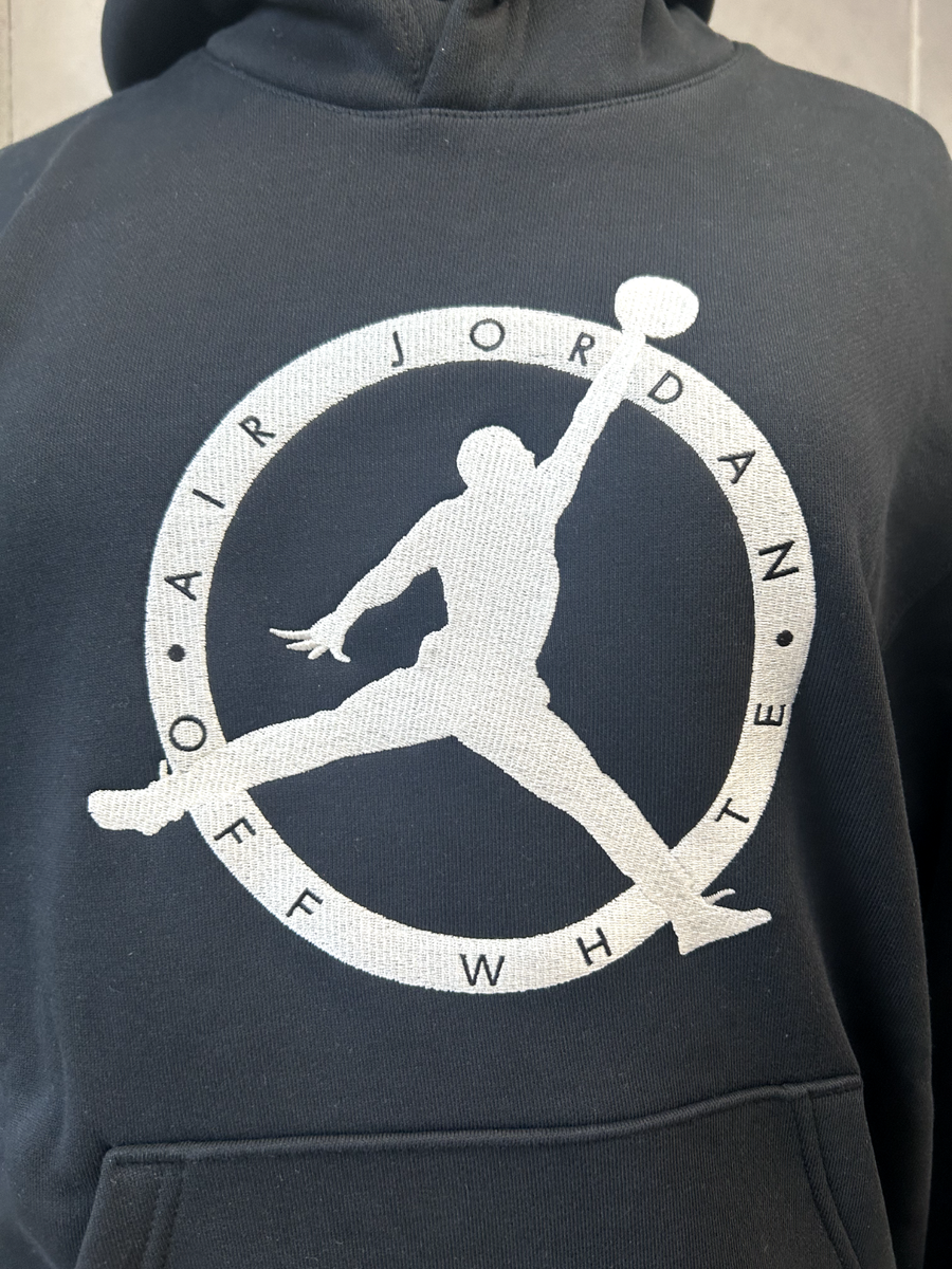 Off-White X Air Jordan MJ Hoodie Black/White/Forest Green Off-White X Air Jordan MJ Hoodie Black/White/Forest Green