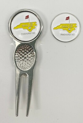 2024 US OPEN Golf Divot Repair Tool Silver Pinehurst No. 2 Ballmarkers [2] NEW