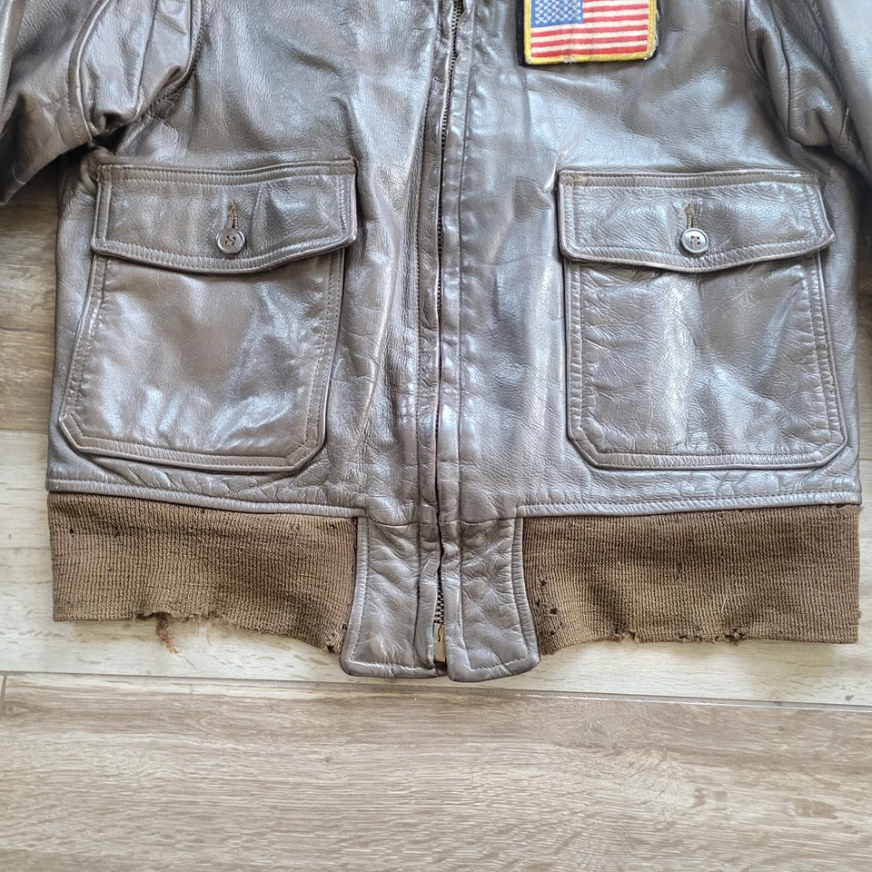 G-1 US Navy Leather Flight Jacket Bauer Bomber Jacket WWII USN - Image 3 of 4