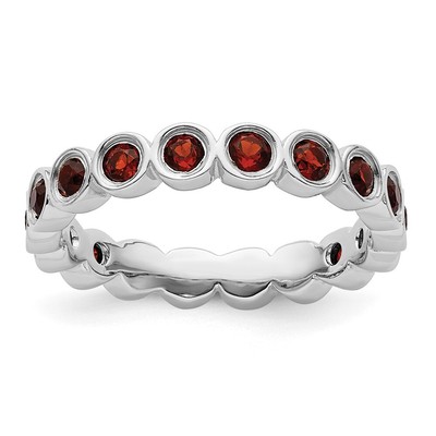 Sterling Silver Stackable Expressions Garnet Ring Size 10