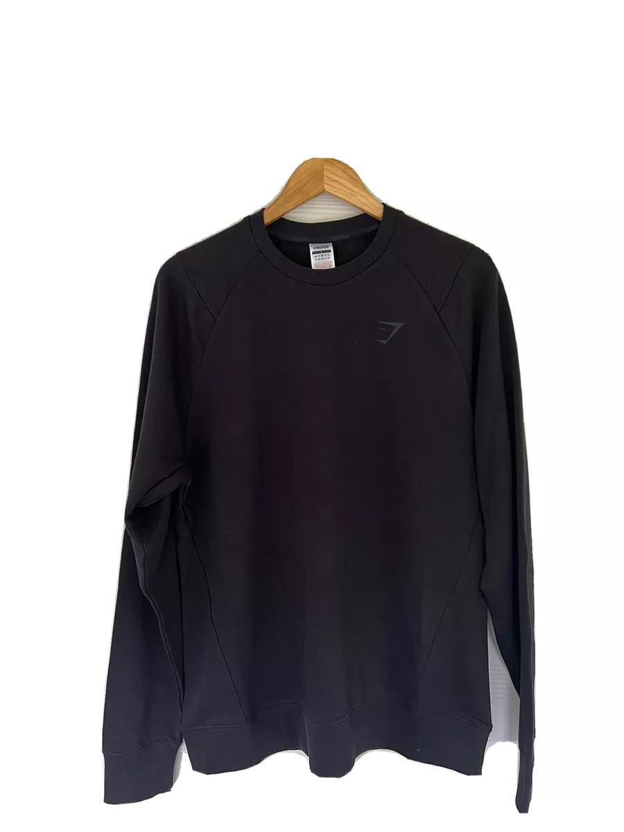 Gymshark Mens Black Bold Crew Neck Long Sleeve Pullover Sweatshirt Size  Large