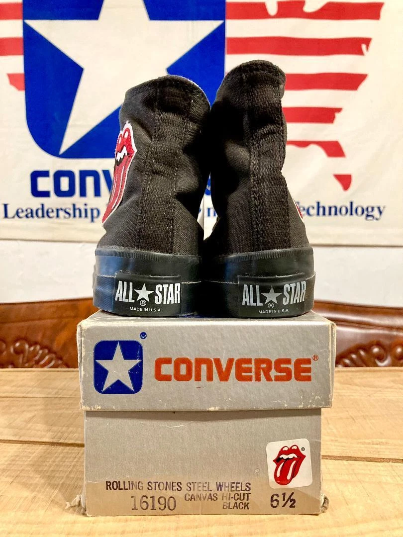 80s!USA! Converse Rolling Stones black high cut silver box / Not for sale