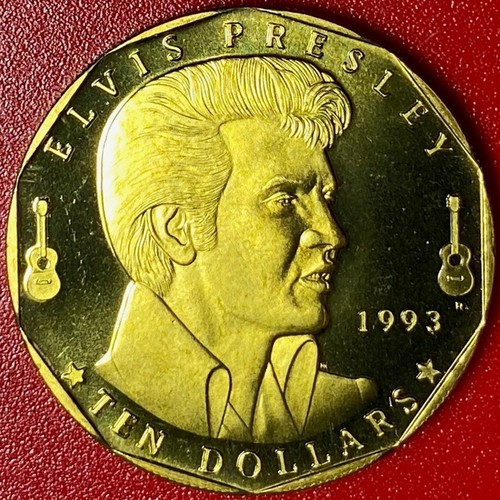 1993 MARSHALL ISLAND $10 BRASS PROOF-LIKE ELVIS PRESLEY GUITAR MUSIC (no silver) - Picture 2 of 4
