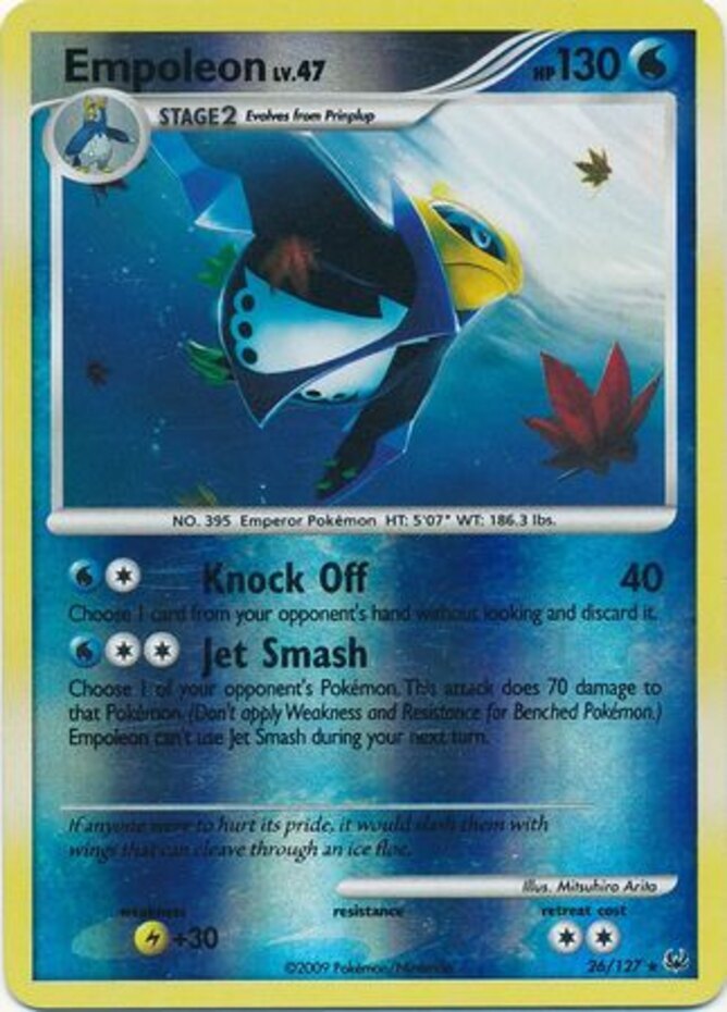 1x Empoleon - 26/127 - Rare - Reverse Holo Lightly Played Pokemon Platinum