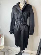 Women’s Burberry Belted Black Mac Trench Coat Jacket Size Uk 10 Rrp £2,141