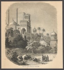 India VIEW OF THE PALACEOF VELLORE engraved print - Rousslet 1876 7"x6.5"