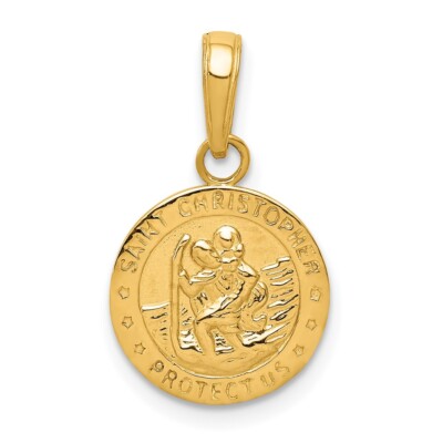 10K Gelbgold Heiliger Christophorus Medaille Anhänger 0,96g Geschenk für Mutter