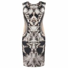 ALEXANDER McQUEEN S/S 2009 Iconic Runway Skeleton Kaleidoscope Print Dress 44 