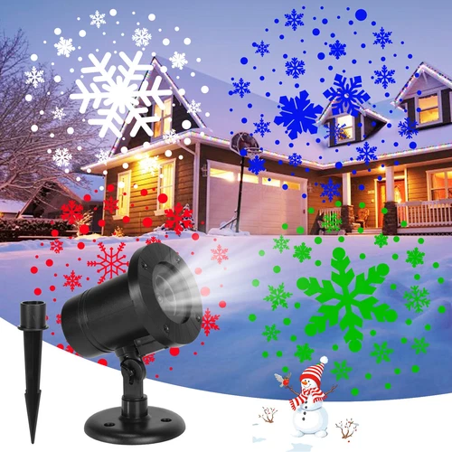 LED Projector Christmas Snowflake Rotating Snowfall Night Landscape Outdoor Lamp - Bild 2 von 9