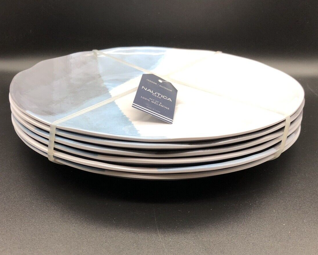 NAUTICA HOME MELAMINE 11 inch Dinner Plates Shades of Blue Design