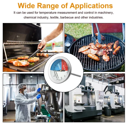 2 PCS Temperature Thermometer Gauge BBQ Grill Smoker Pit Thermostat Food Cooking - Picture 7 of 9