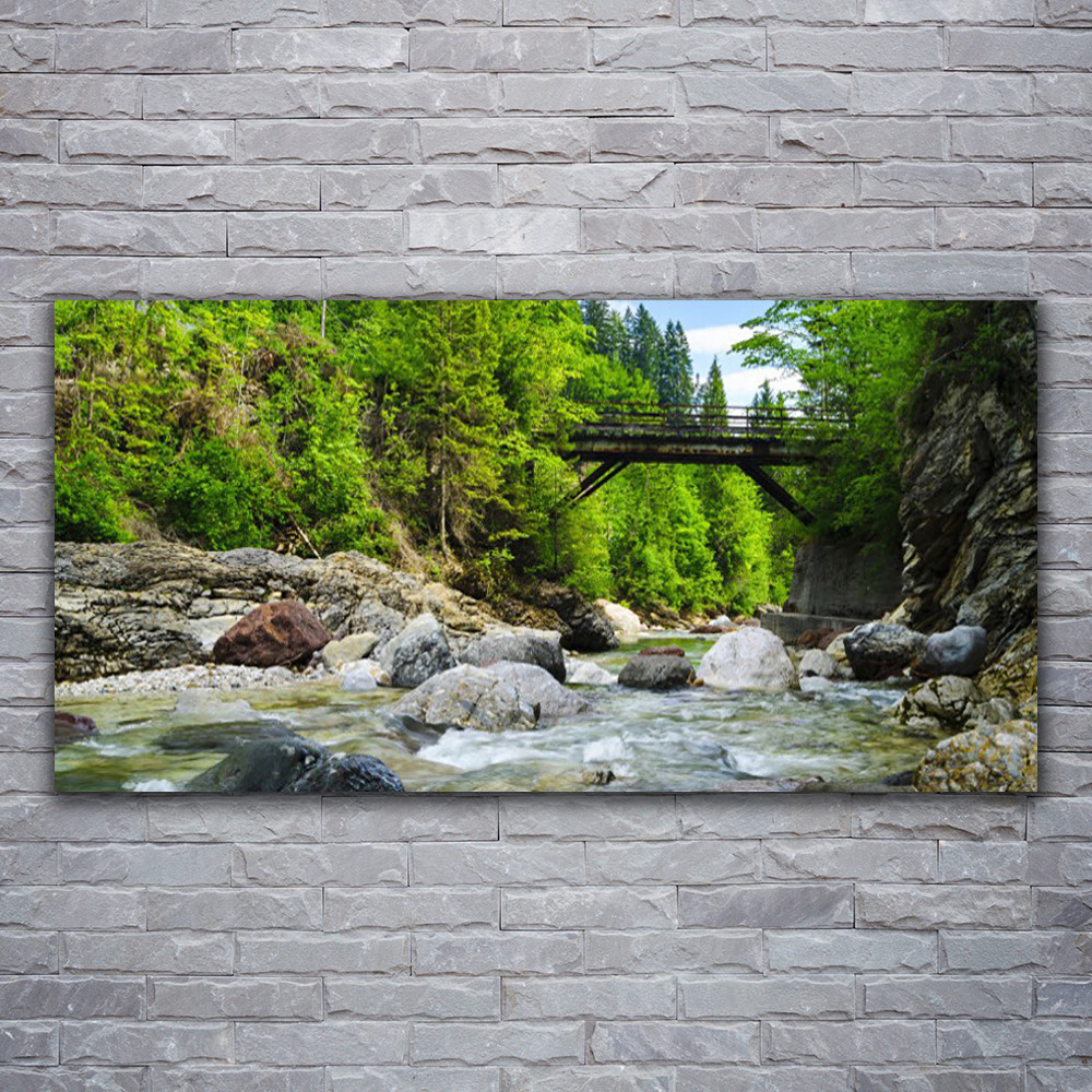 Image sur verre acrylique forêt et lac pour décoration murale salon zen