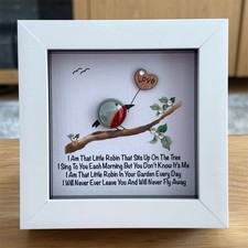 LITTLE ROBIN VERSE GLASS PEBBLE ART FRAME HANDMADE