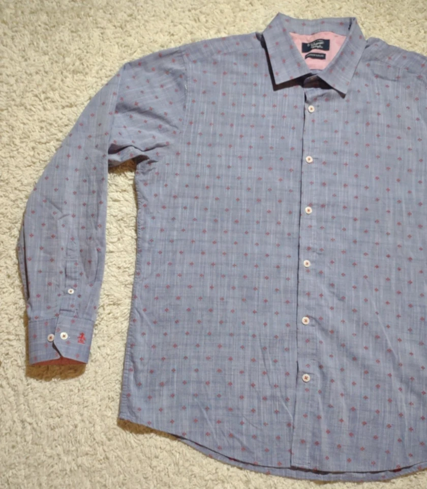 Penguin Shirt Men's Large 16-34/35 Purple Button Up Long Sleeve Geo Dress - Image 3 of 4