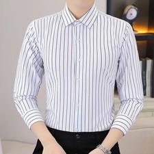 Men's Comfortable Long Sleeve Cardigan Style Shirt in Black White Green