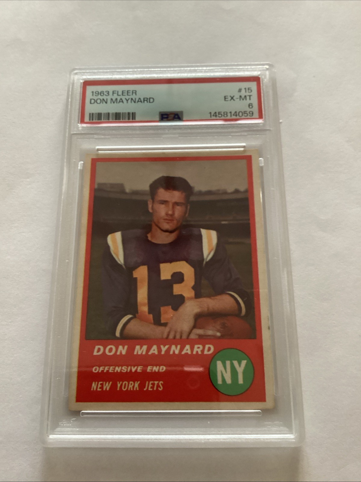 1963 Fleer #015 Don Maynard New York Jets PSA 6 EX-MT