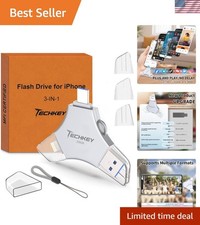 USB Flash Drive for iPhone/iPad, MFi Certified 3in1, 256GB, Silver | External...