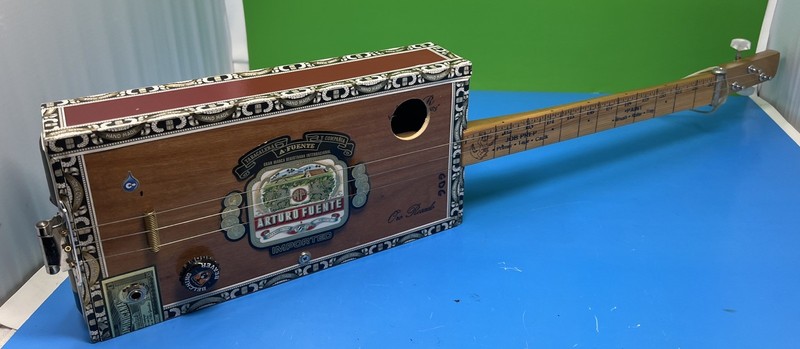 3-String Electric Cigar Box Guitar Hand Made - Signed