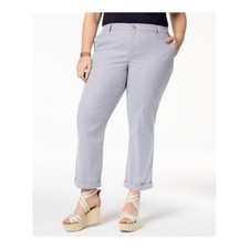 Tommy Hilfiger Plus Size Pinstripe Hampton Chino Pants Women's 16W Blue/White