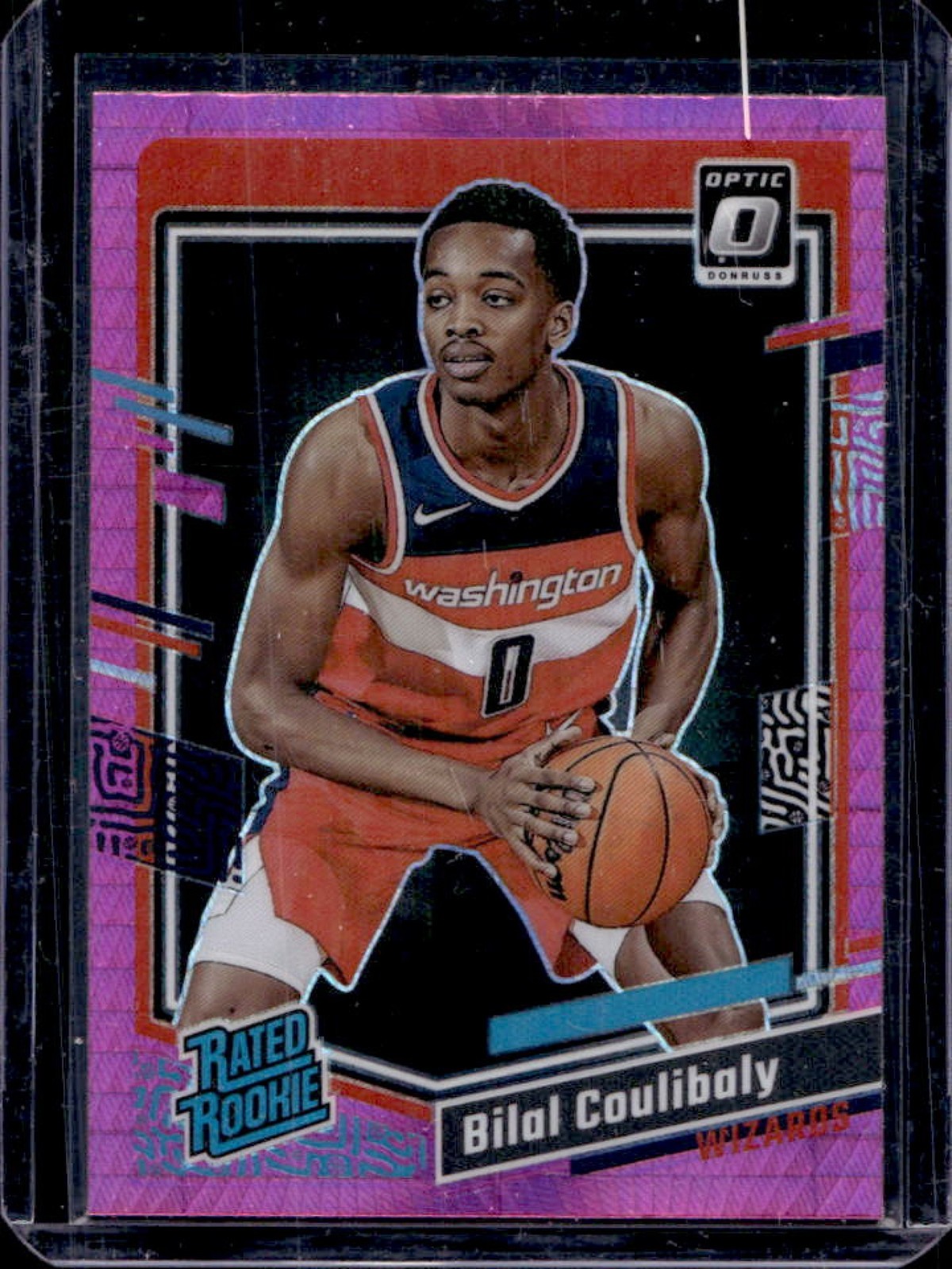 2023-24 Donruss Optic Bilal Coulibaly Hyper Pink Prizm Rated Rookie #243 Wizards