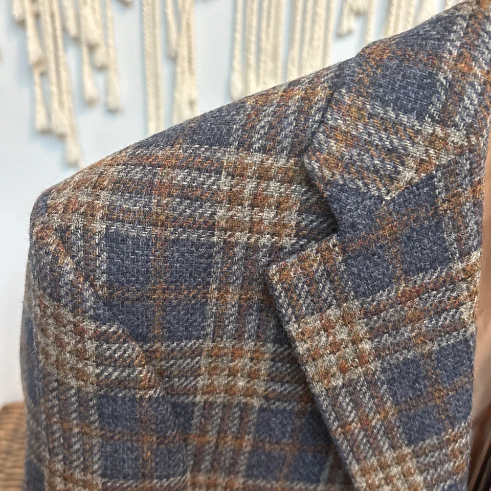 Belvest итальянский 1oo% шерсти Sport пальто Blazer клетку размер 56 падение 7R кожаные акценты - Изображение 3 из 4