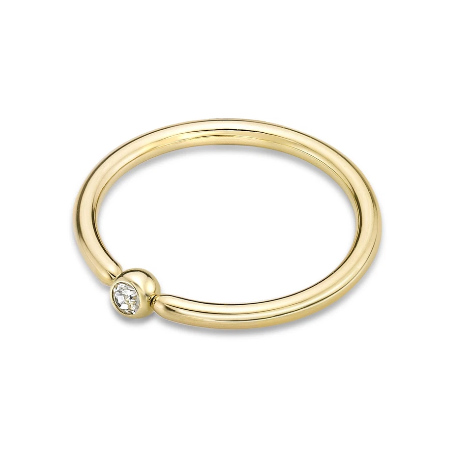 Anillo nariz aro cuentas cristal Swarovski calibre 14 en oro amarillo de 14 K - 5/8 pulgadas Foto 3 de 4