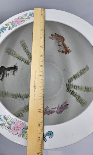Vintage Hand Painted Floral Chinese Koi Fish Bowl Planter Pot Jardiniere - Picture 9 of 21