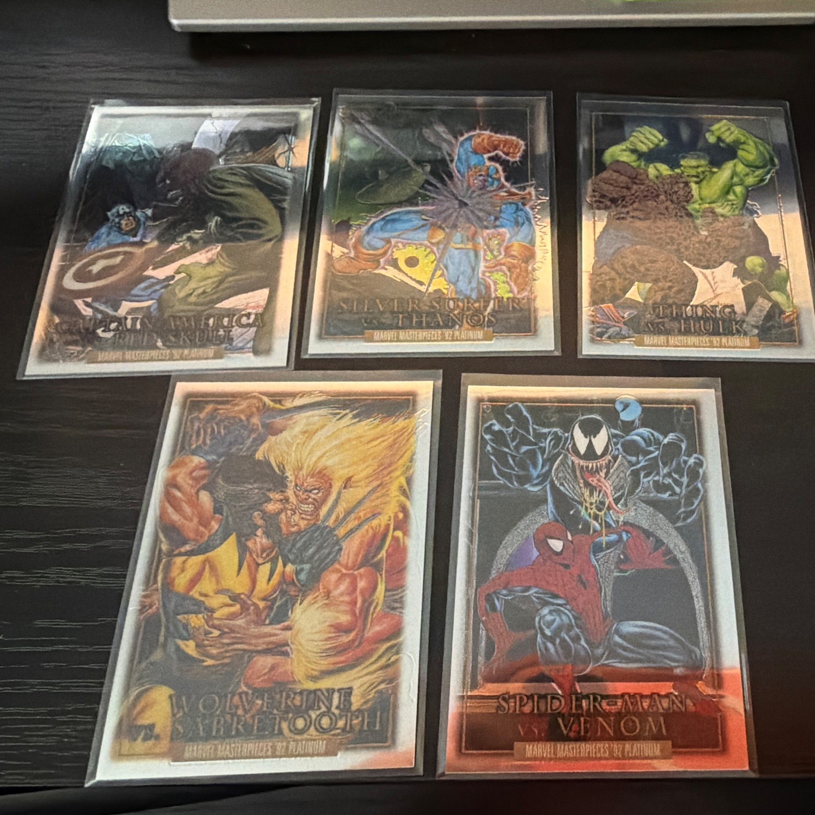 2024 Upper Deck Marvel Masterpieces Platinum Battle Spectrum Full Set 5 card lot