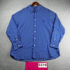 Chaps Easy care Shirt Blue Check Casual Button Up Long Sleeve Mens XL