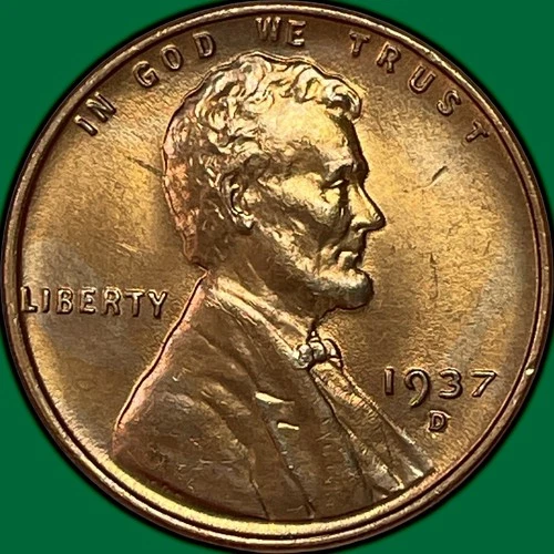 1937-D Lincoln Wheat Cent Brilliant Uncirculated BU Coin #37648
