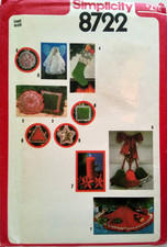SIMPLICITY CRAFT PATTERN 8722 CHRISTMAS ORNAMENTS STOCKING TREE SKIRT UNCUT FF