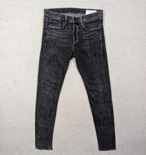 Rag & Bone Mens 32x32 Standard Issue Fit 1 Button Fly Jeans Black Faded USA Made