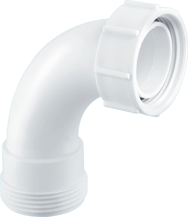 McAlpine T1 1.5"" 90 Degree Bend - BSP Male Thread x BSP Coupling Nut, White