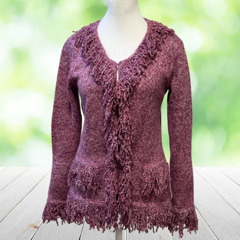 Suéter Vintage CHADWICKS Para Mujer XS S Rosa Flecos Elegante Cárdigan Y2K Años 2000 Elegante Foto 4 de 4