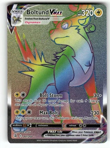 Boltund VMAX 267/264 - Rainbow Rare Fusion Strike Pokemon Holo LP