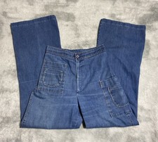 Vintage 70s Bell Bottom Flare Blue Jeans Pockets Altered Disco Union Made Size 9
