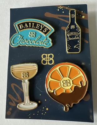 Set of 4 Chocolate Baileys Themed Enamel Hat Lapel Pins New On Card. P