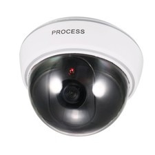 Fake Security Camera Dummy Dome CCTV with Blinking Red LED Light White