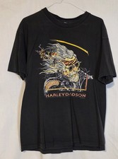 Harley-Davidson Shirt Mens L Black Paul P Smith Rider Made in USA 90s Vintage