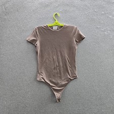 Abercrombie Fitch Women Bodysuit L Brown Soft A F Collection Snap Short Sleeve